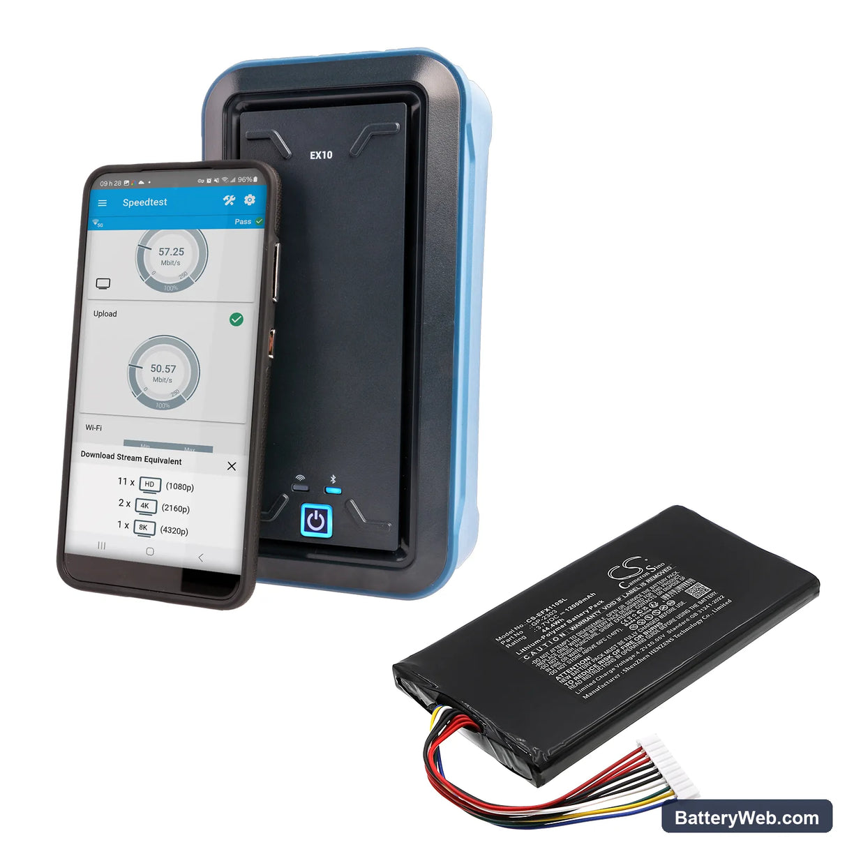 EXFO EX10 10G Ethernet Tester Replacement Battery, 3.7V, 12000mAh, Li-Polymer 6