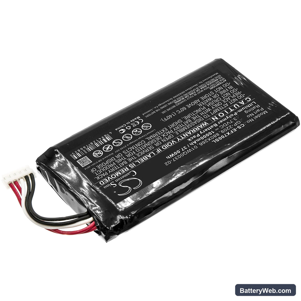 EXFO MAX-700 Replacement Battery, 3.7V, 10000mAh, Li-Polymer 2