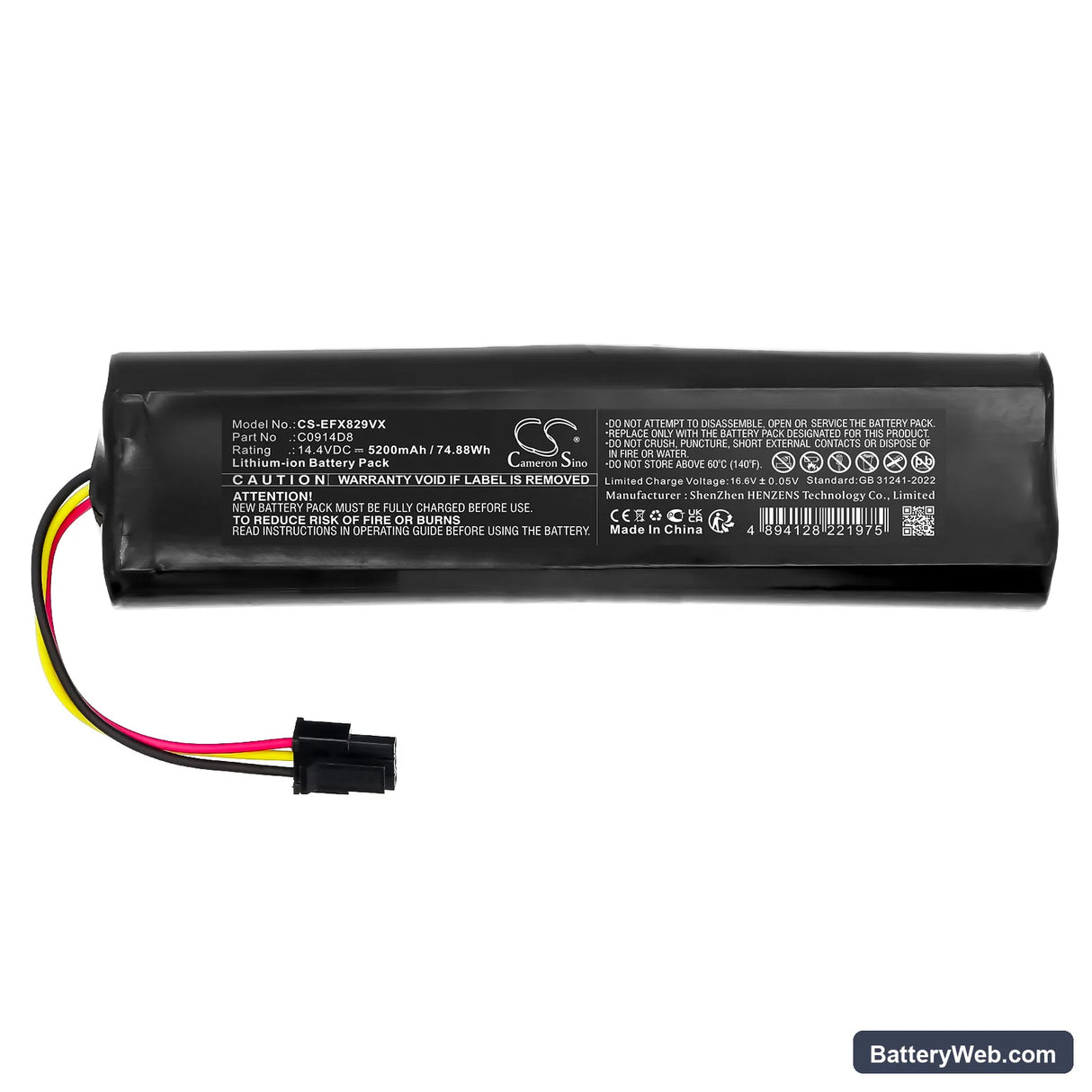 Eufy SES Replacement Battery, 14.4V, 5200mAh, Li-ion 3