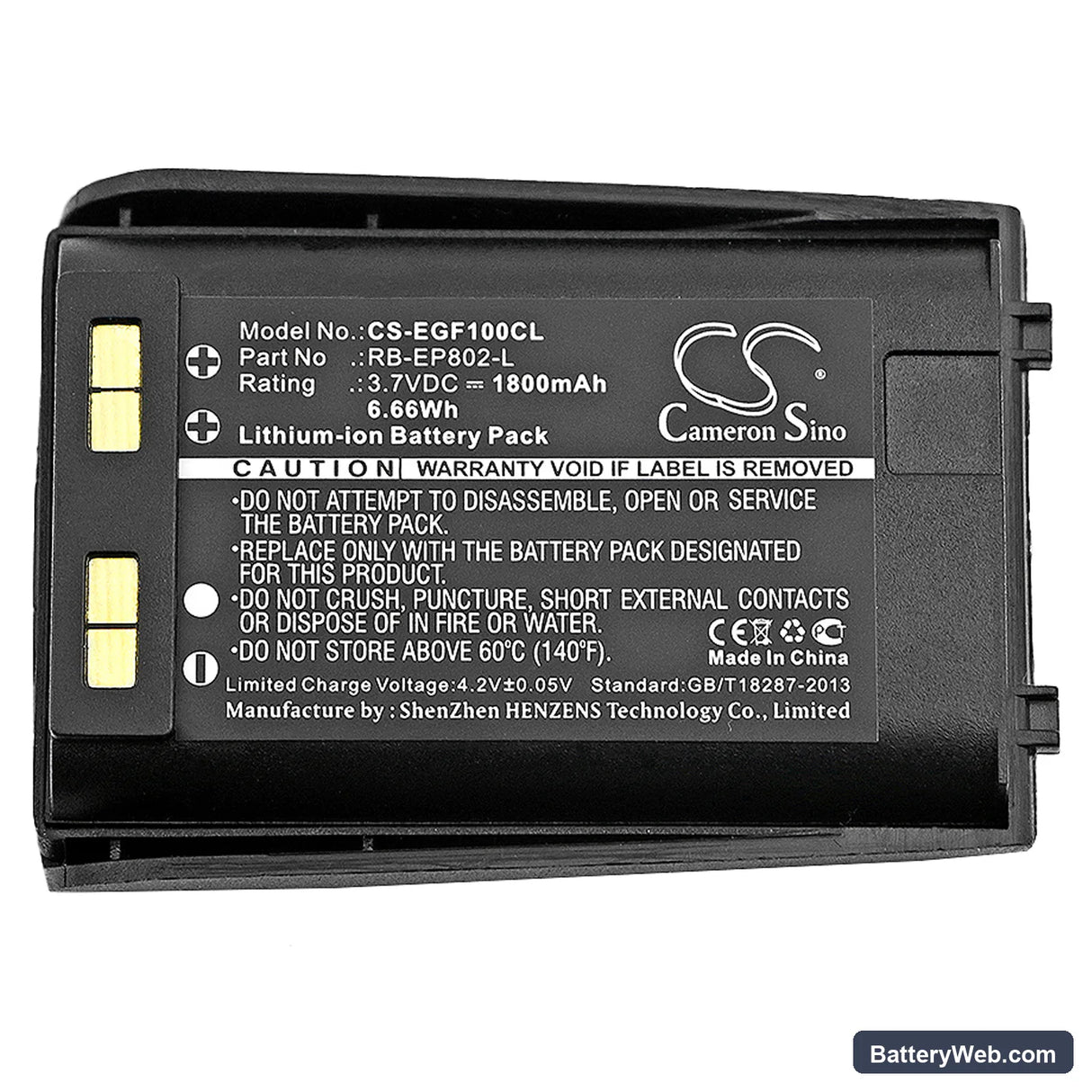 EnGenius EP-801 Replacement Battery, 3.7V, 1800mAh, Li-ion 3