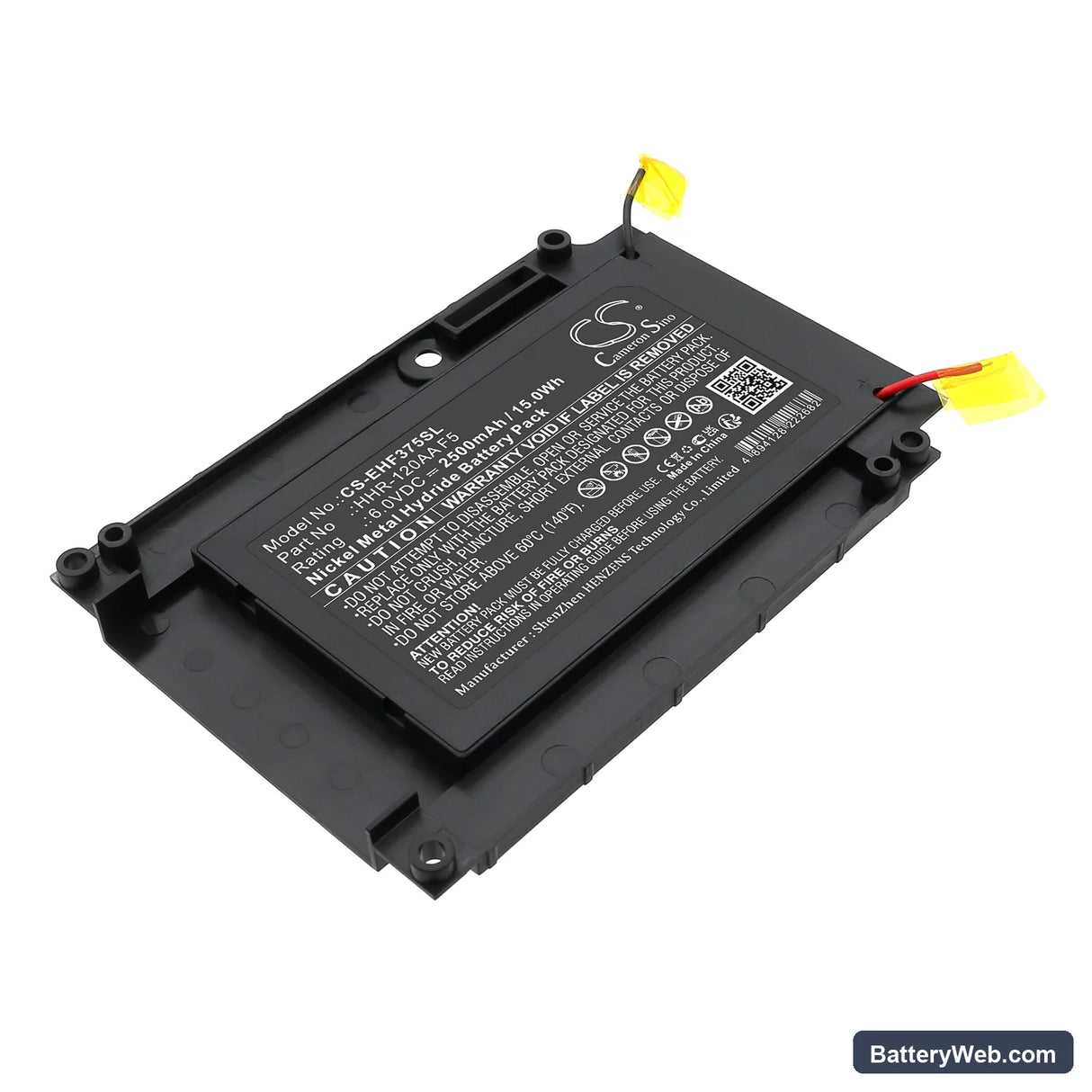 Emerson Hart Fieldbus 375 Handheld Terminal Field Communicator Replacement Battery, 6V, 2500mAh, Ni-MH 1