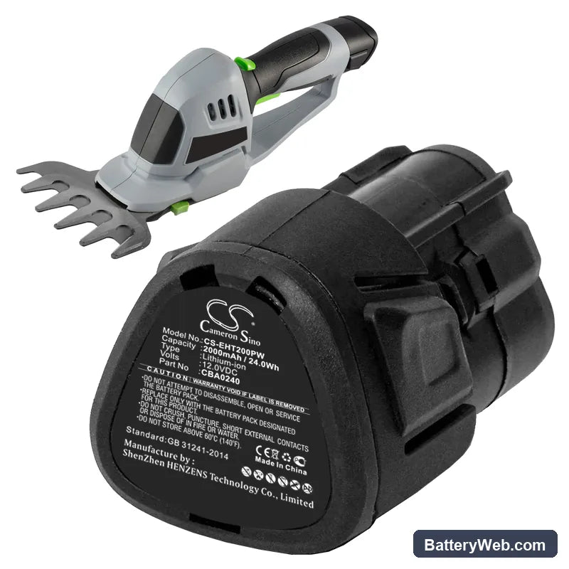 EGO CHT2001E Grass Shears Replacement Battery, 12V, 2000mAh, Li-ion 5