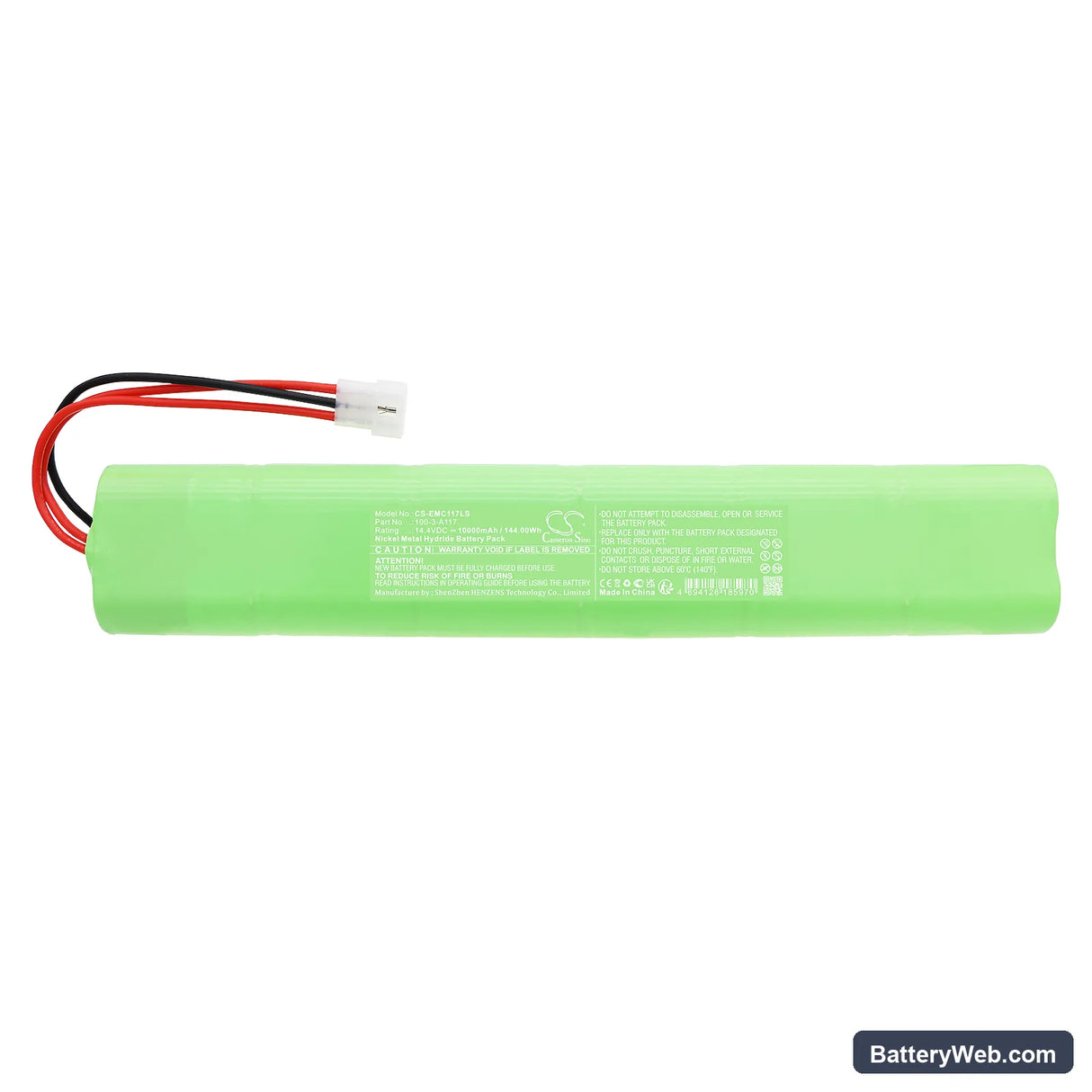 Lithonia 100-3-A117 Replacement Battery, 14.4V, 10000mAh, Ni-MH 3