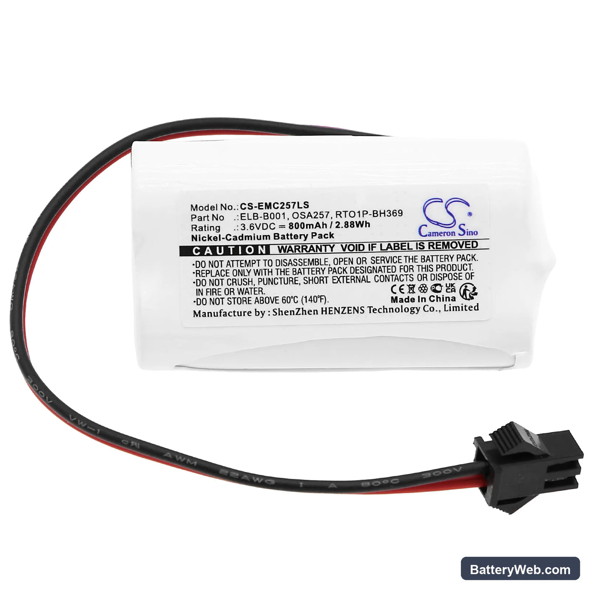 Lithonia EU2LED Replacement Battery, 3.6V, 800mAh, Ni-CD 3