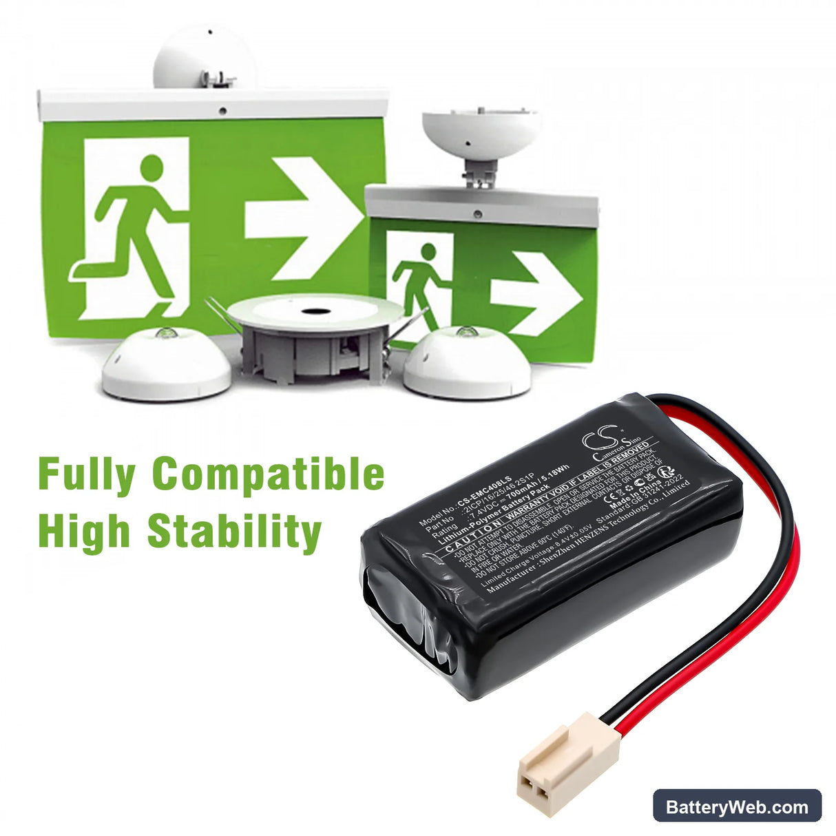 Neptolux 175-8070 Replacement Battery, 7.4V, 700mAh, Li-Polymer 6