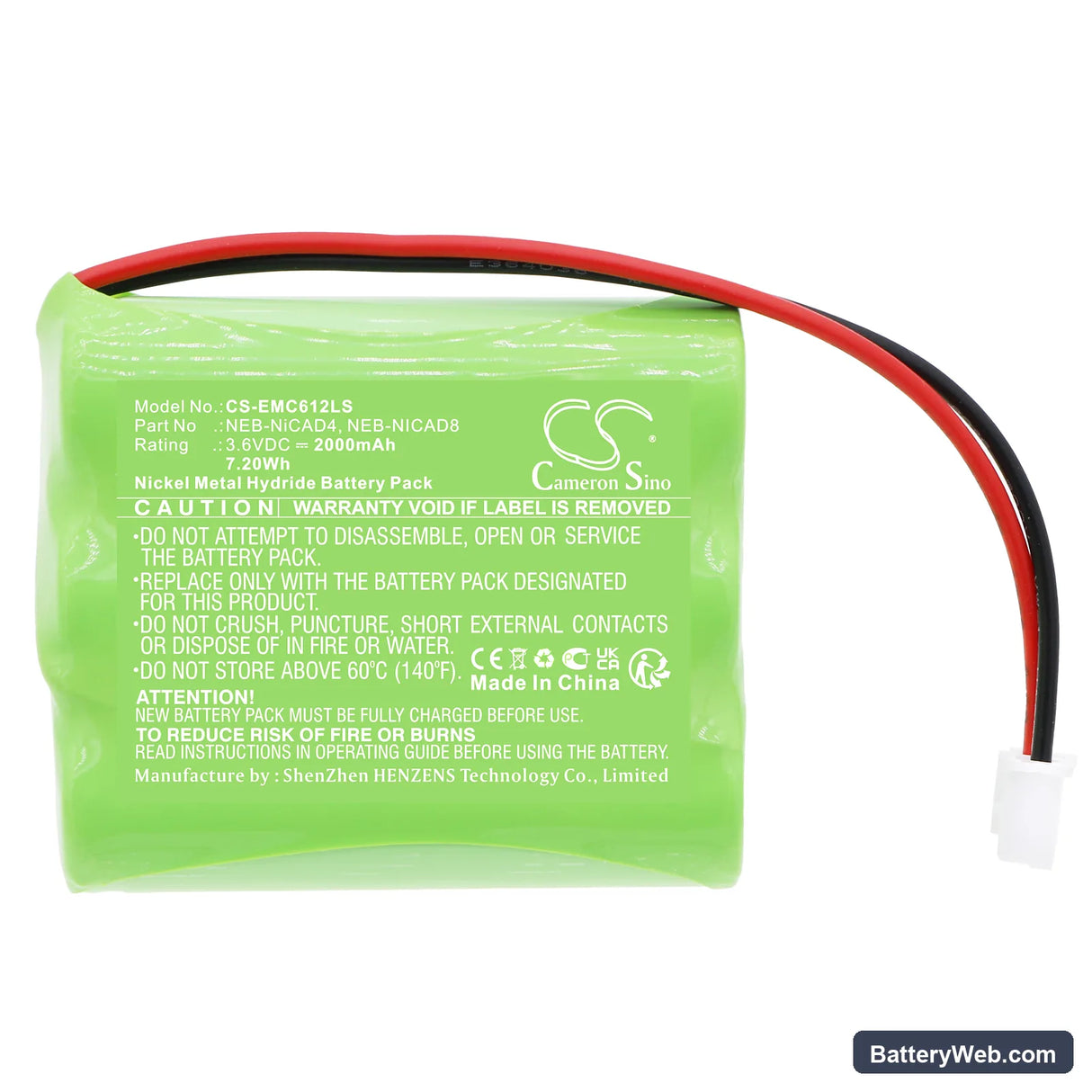 Nora Lighting NE-602LED Replacement Battery, 3.6V, 2000mAh, Ni-MH 3