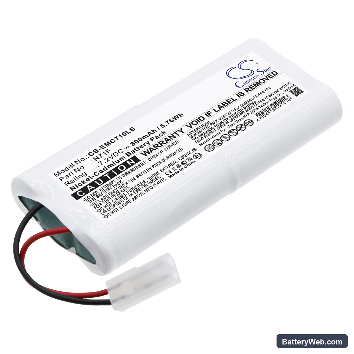 BIG BEAM ECHL1RWW Replacement Battery, 7.2V, 800mAh, Ni-CD 1