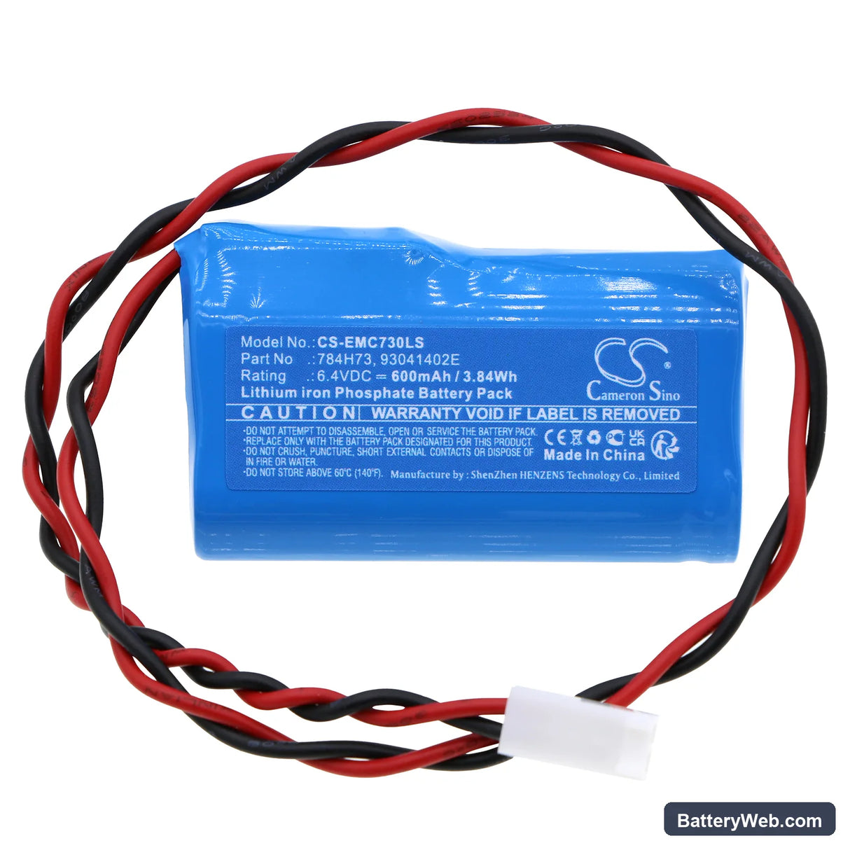 Dual-Lite EVCUGW Replacement Battery, 6.4V, 600mAh, LiFePO4 3