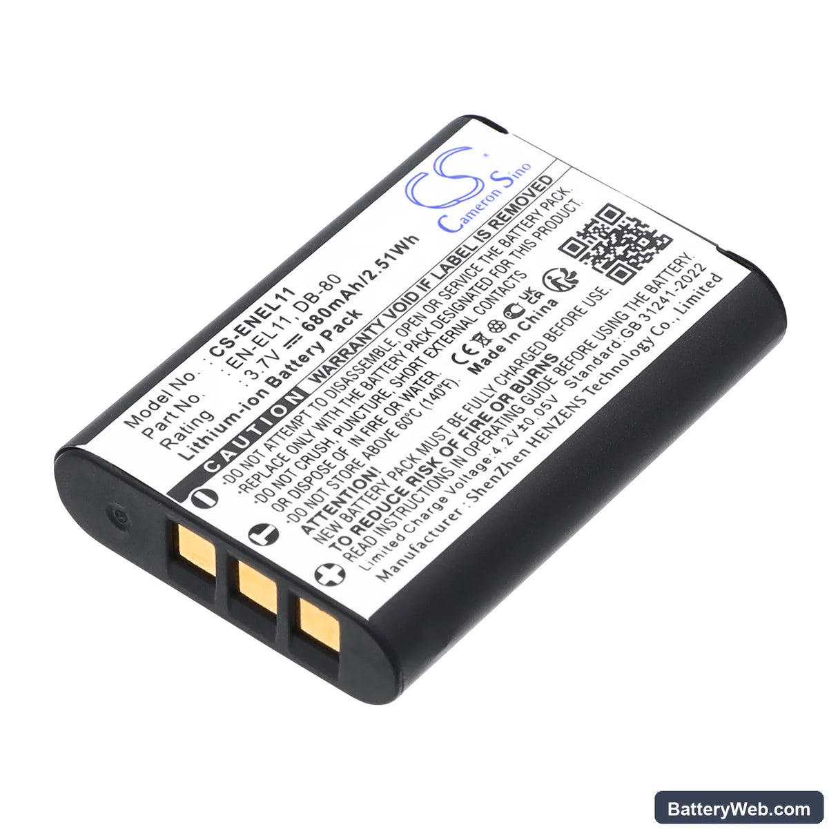 NiKon Coolpix S550 Replacement Battery, 3.7V, 680mAh, Li-ion 1