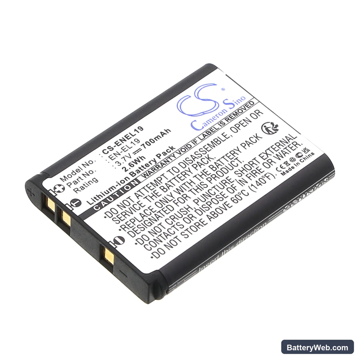 NiKon Coolpix S3100 Replacement Battery, 3.7V, 700mAh, Li-ion 1