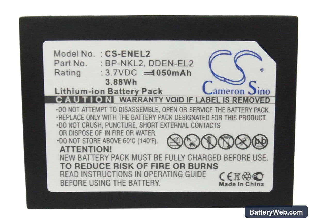 NiKon Coolpix 2500 Replacement Battery, 3.7V, 1050mAh, Li-ion 5