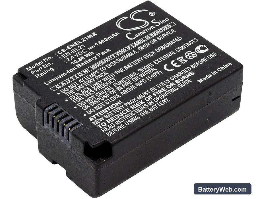 NiKon 1 V2 Replacement Battery, 7.4V, 1400mAh, Li-ion 1
