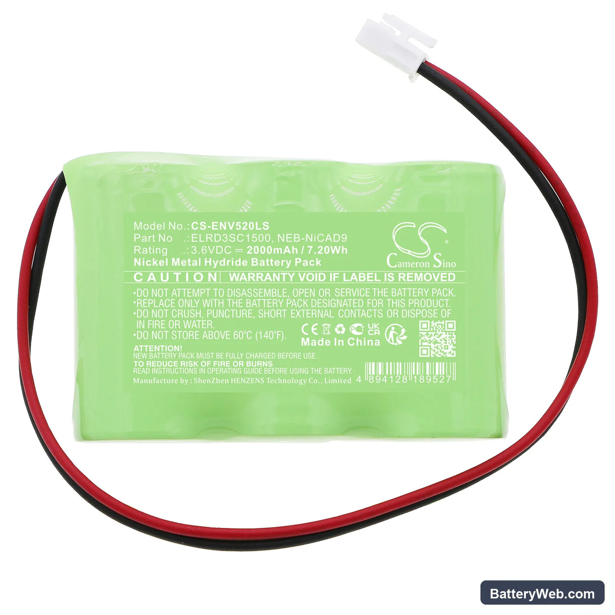ELRO NV52 Replacement Battery, 3.6V, 2000mAh, Ni-MH 3