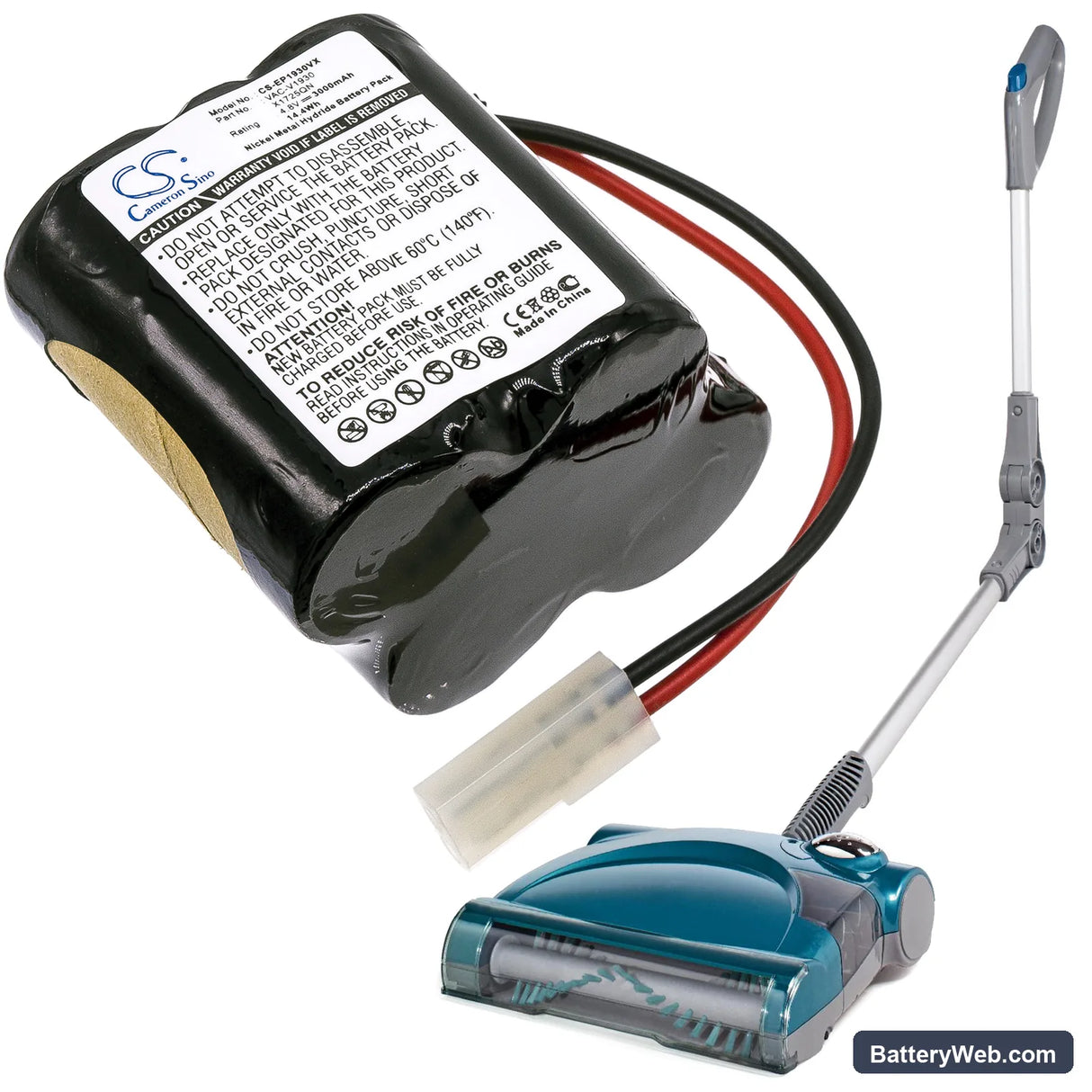 Shark X1725QN Replacement Battery, 4.8V, 3000mAh, Ni-MH 6
