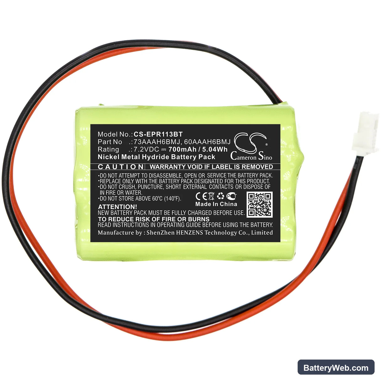 ProSafe 1131 Replacement Battery, 7.2V, 700mAh, Ni-MH 3