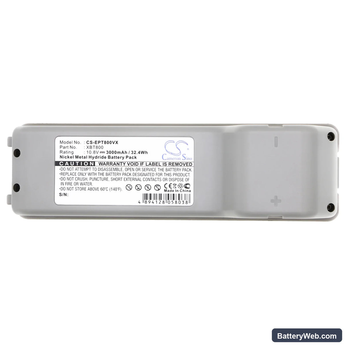 Shark SV800 Replacement Battery, 10.8V, 3000mAh, Ni-MH 5