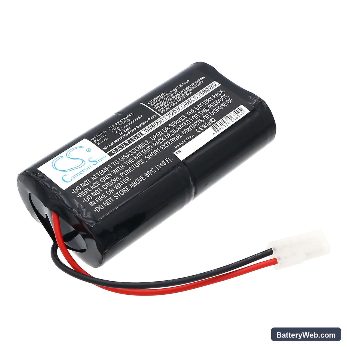 Shark V1925 Replacement Battery, 4.8V, 3000mAh, Ni-MH 1