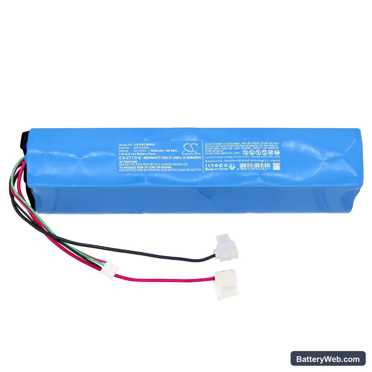 Eureka FC9 Replacement Battery, 22.2V, 4000mAh, Li-ion 3