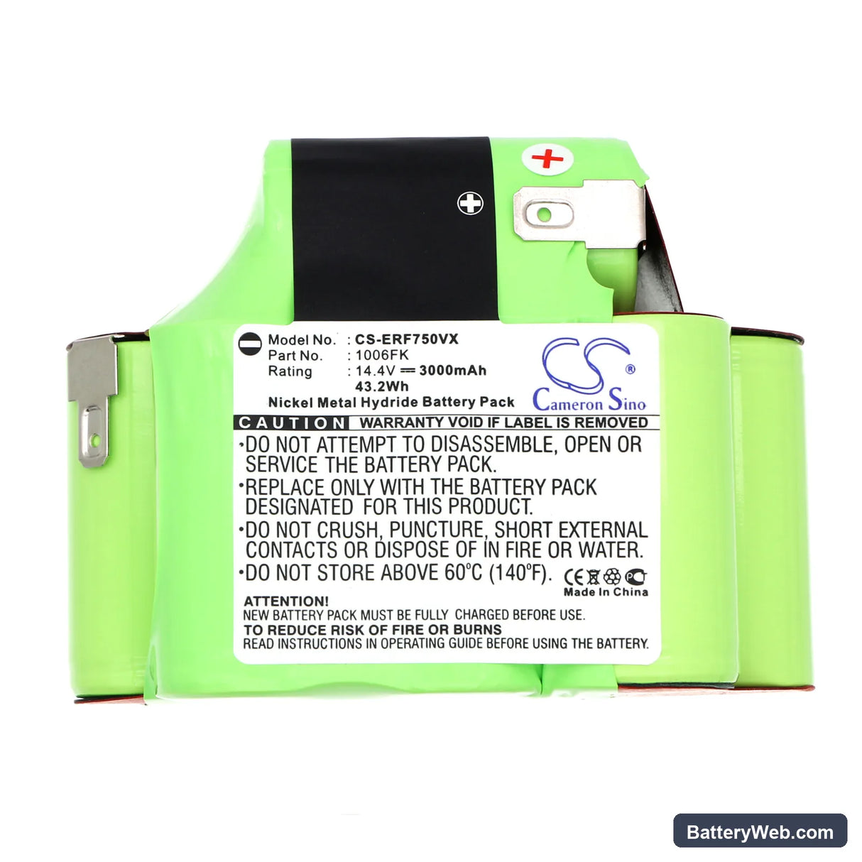 Euro Pro Shark EP750 Replacement Battery, 14.4V, 3000mAh, Ni-MH 3