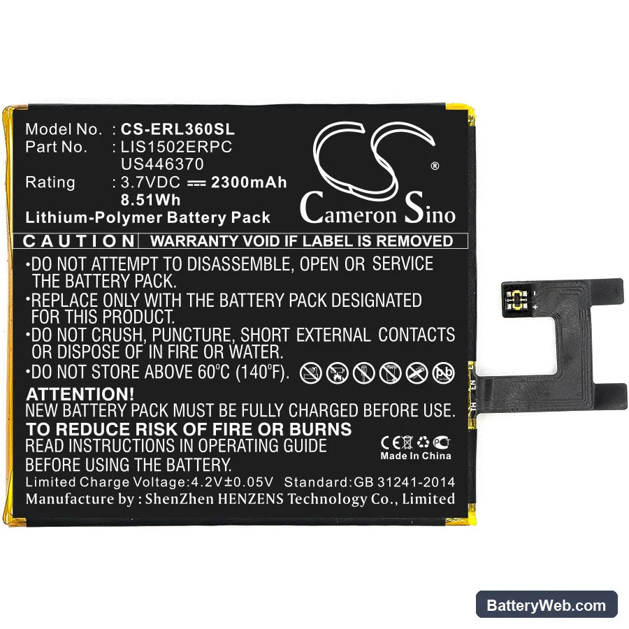 Sony Ericsson Xperia Z Replacement Battery, 3.7V, 2300mAh, Li-Polymer 3