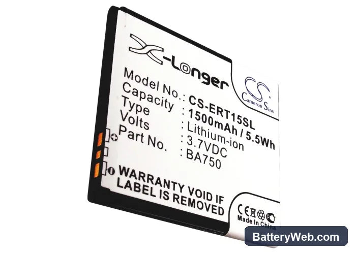 Sony Ericsson Xperia Arc Replacement Battery, 3.7V, 1500mAh, Li-ion 5