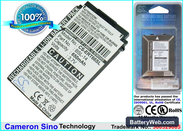 Sony Ericsson T600 Replacement Battery, 3.7V, 650mAh, Li-ion 1