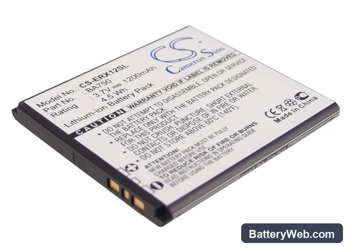 Sony Ericsson Xperia Arc Replacement Battery, 3.7V, 1200mAh, Li-ion 1