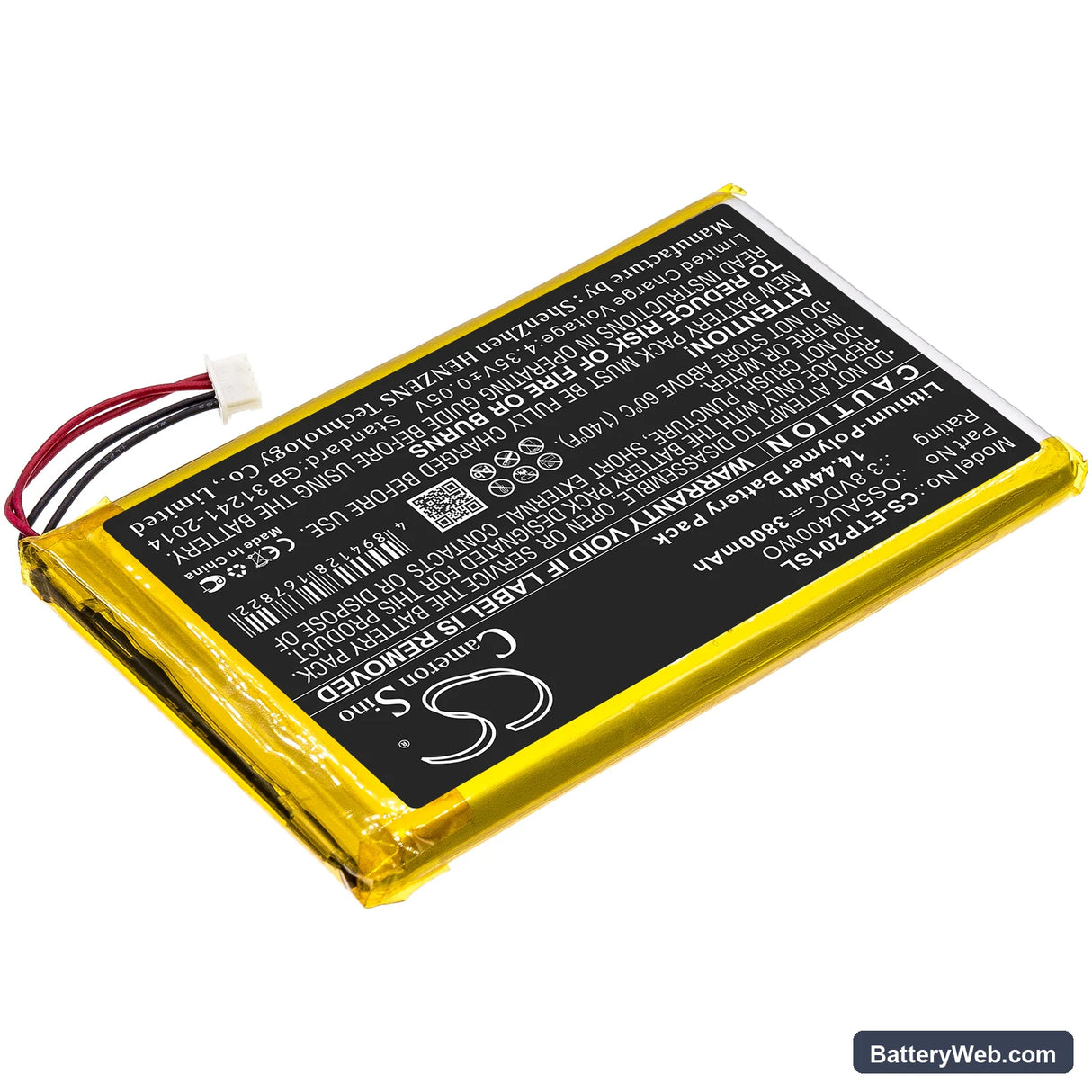 Enspert ESP E201U Replacement Battery, 3.8V, 3800mAh, Li-Polymer 2