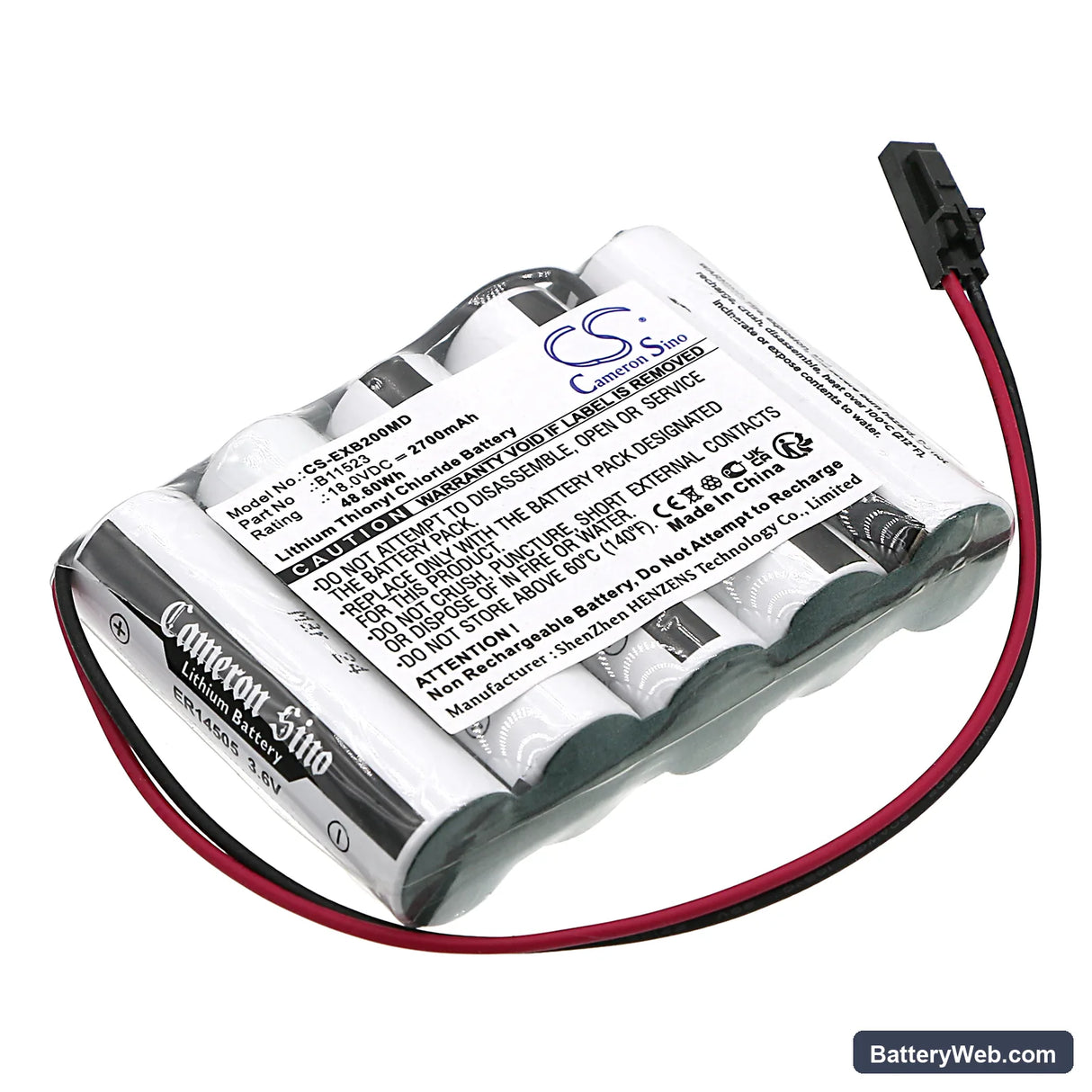 Exogen 2000+ Replacement Battery, 18V, 2700mAh, Li-SOCl2 1