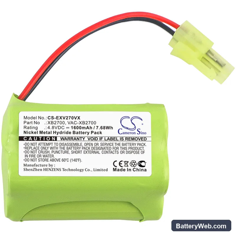 Euro Pro XB2700 Replacement Battery, 4.8V, 1600mAh, Ni-MH 3