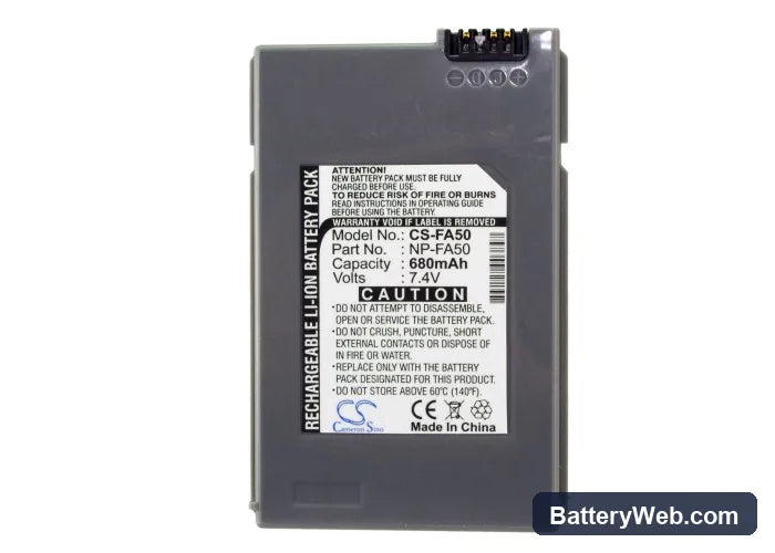 Sony DCR-PC55S Replacement Battery, 7.4V, 680mAh, Li-ion 5