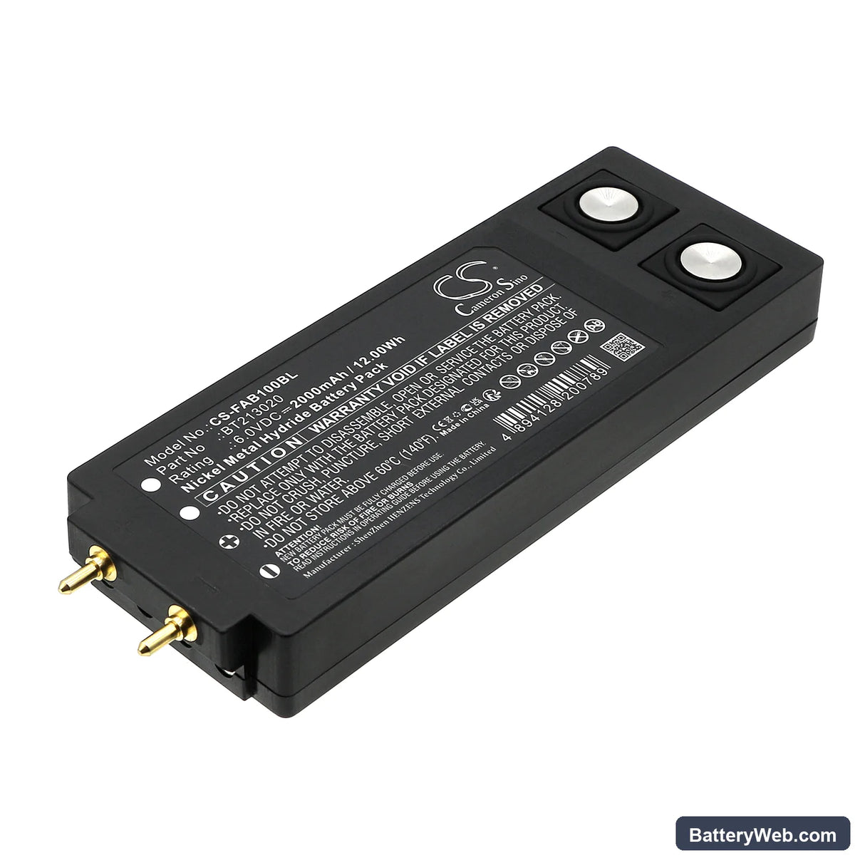 HBC TTB 10 Replacement Battery, 6V, 2000mAh, Ni-MH 1