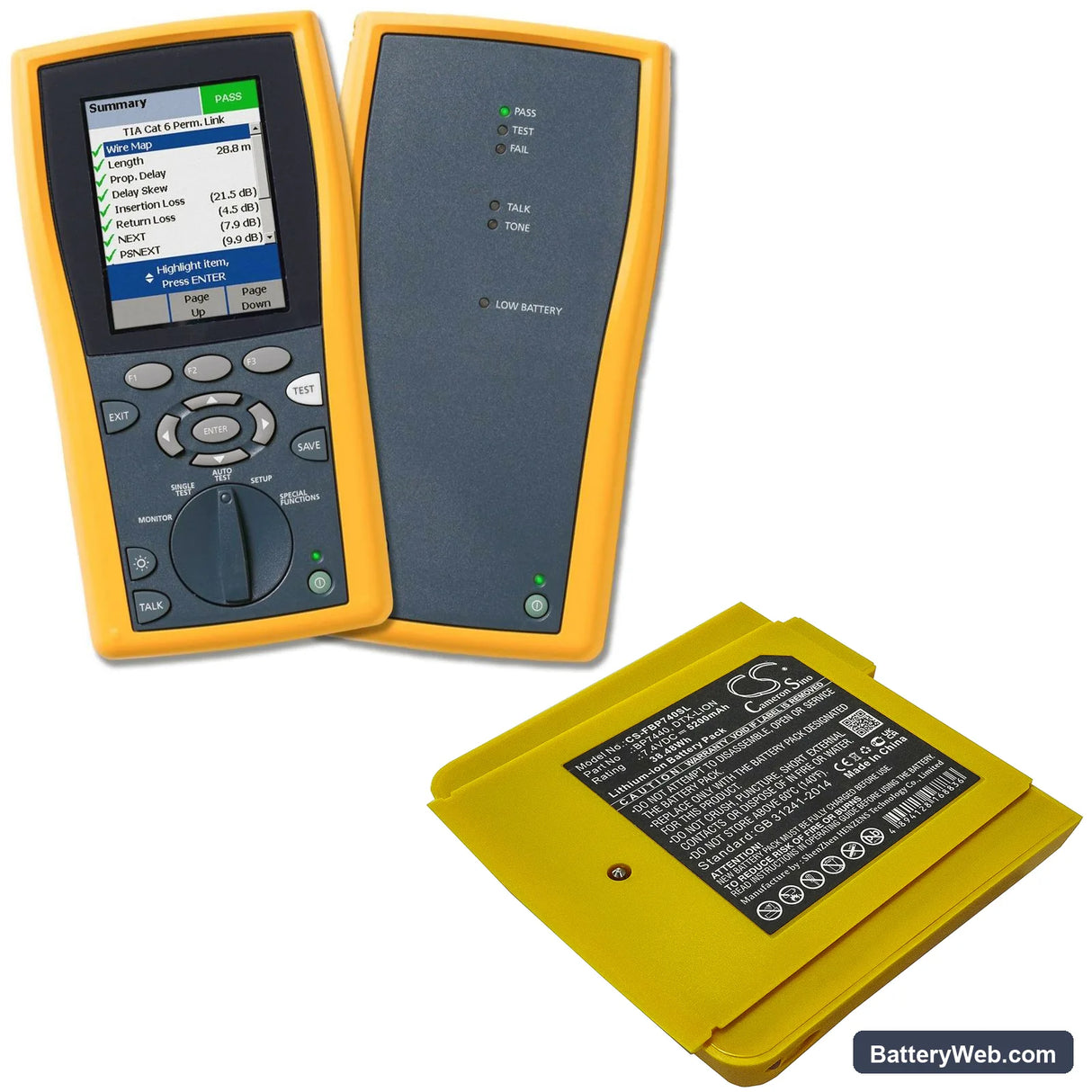 Fluke DTX-1200-M Replacement Battery, 7.4V, 5200mAh, Li-ion 6