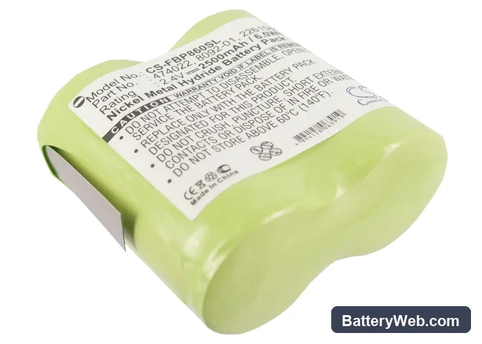 Fluke 8010 Replacement Battery, 2.4V, 2500mAh, Ni-MH 1