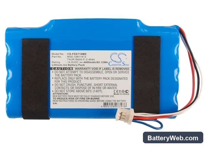 Fukuda Denshi DS7100 Replacement Battery, 14.8V, 4400mAh, Li-ion 5
