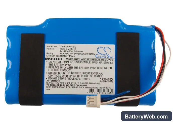 Fukuda Denshi DS7100 Replacement Battery, 14.8V, 5400mAh, Li-ion 5