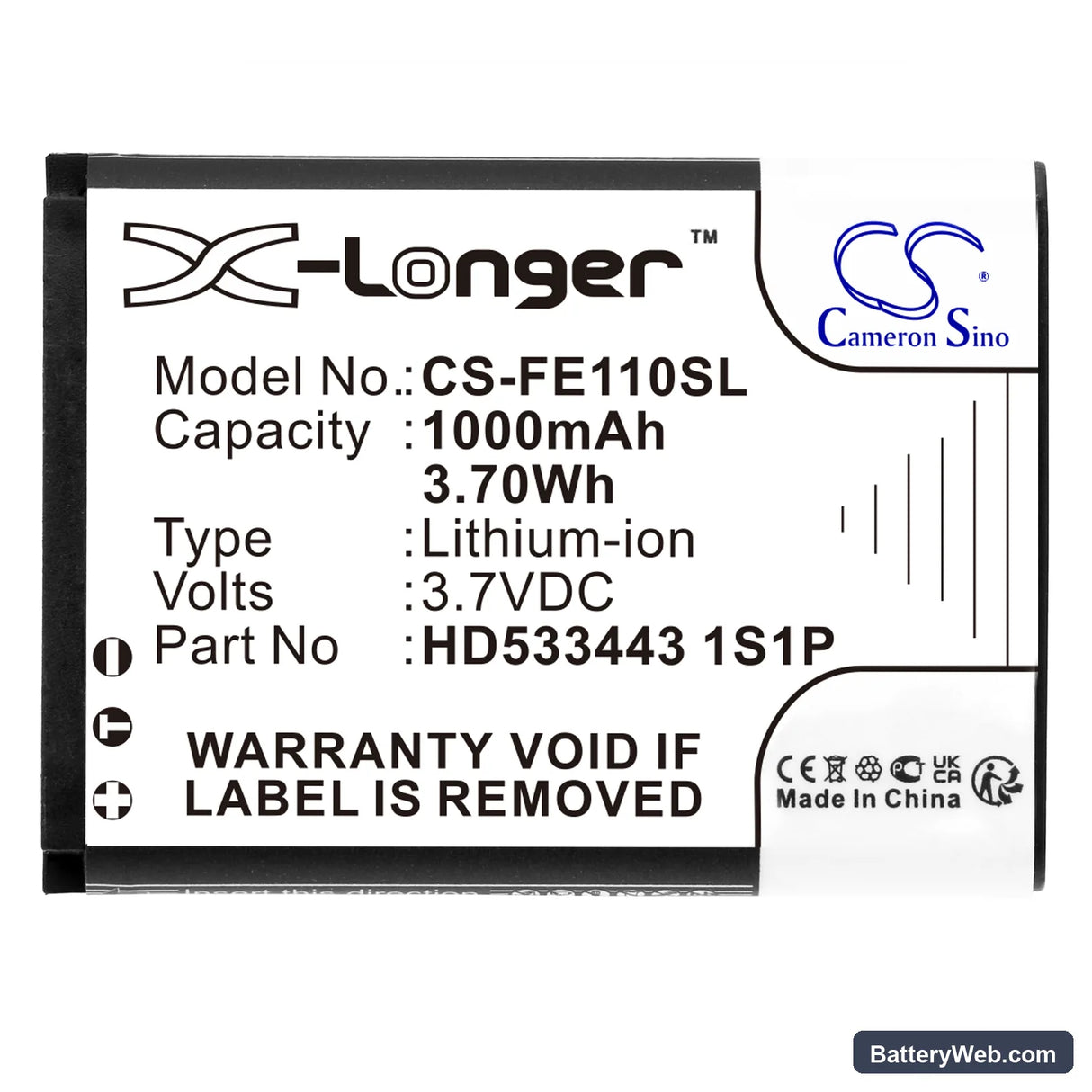 Fiio E11 Replacement Battery, 3.7V, 1000mAh, Li-ion 3