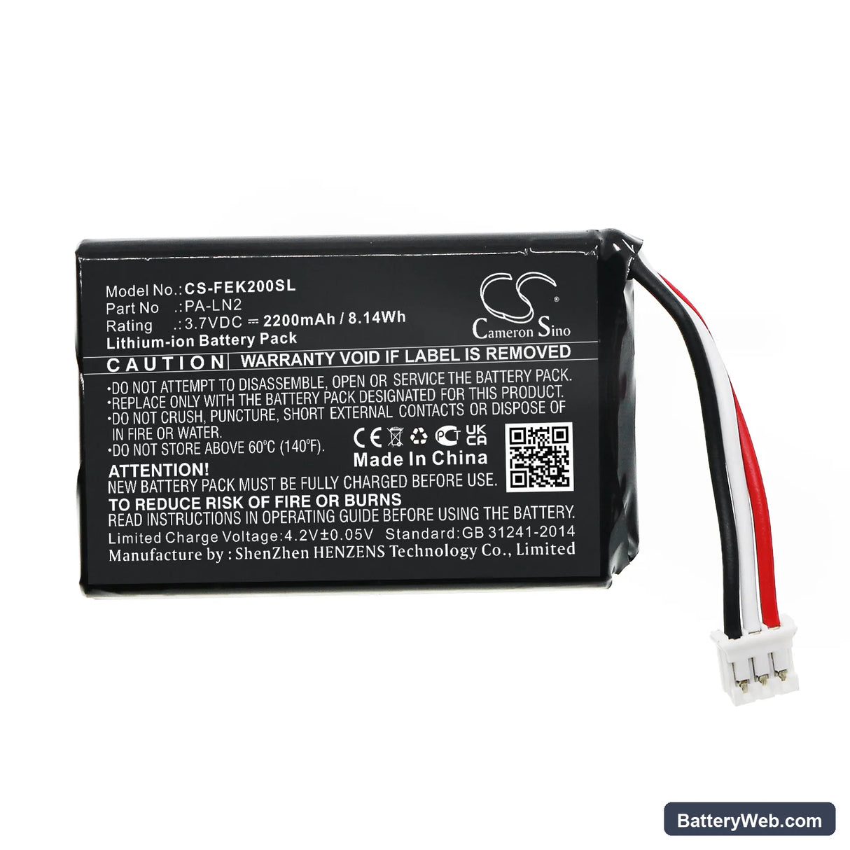 Fey Elektronik PA-LN2 Replacement Battery, 3.7V, 2200mAh, Li-ion 3