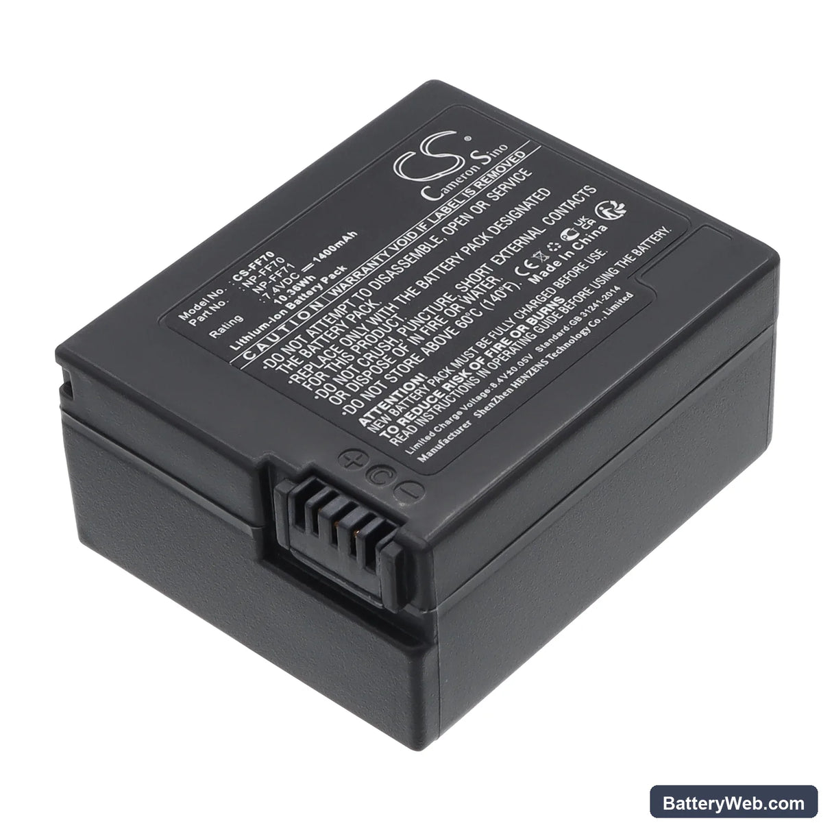 Sony DCR-PC9 Replacement Battery, 7.4V, 1400mAh, Li-ion 1