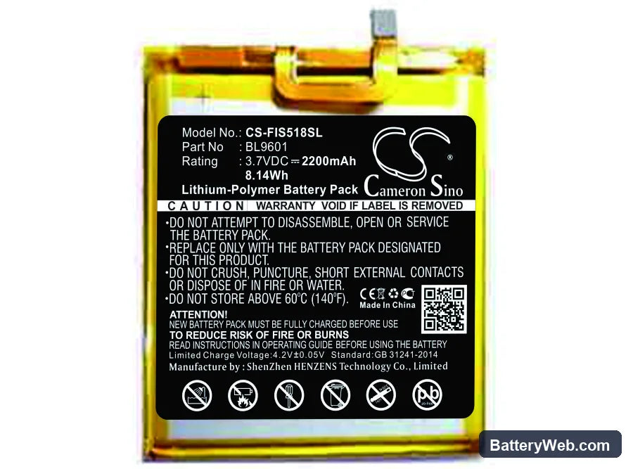Fly FS518 Replacement Battery, 3.7V, 2200mAh, Li-Polymer 1
