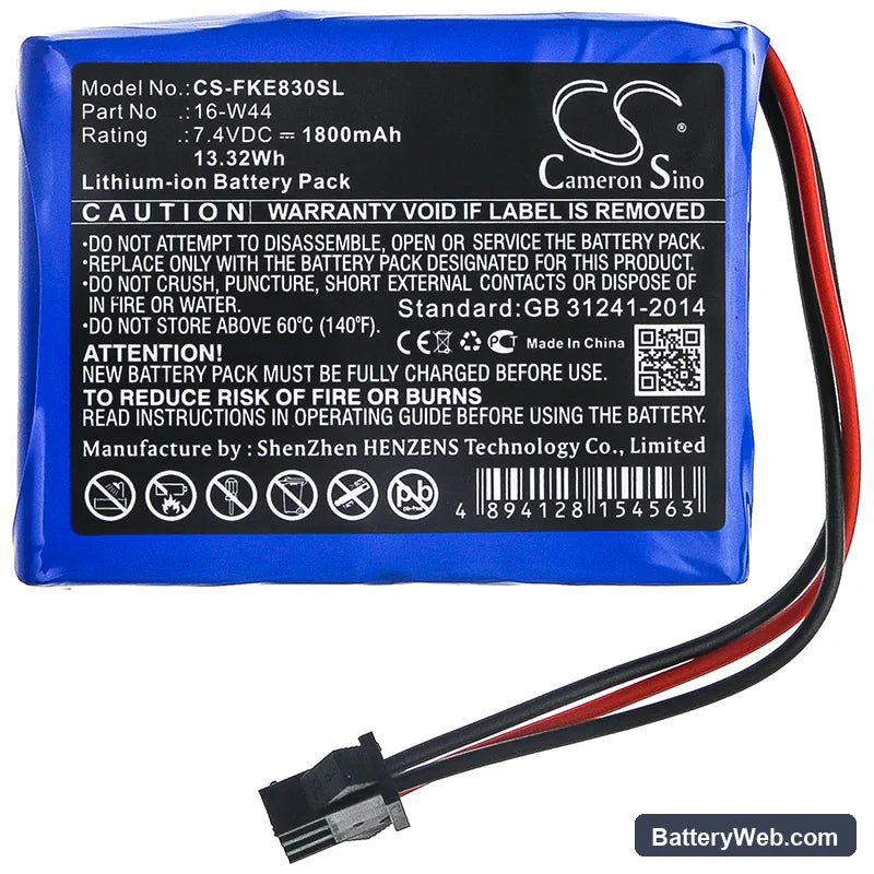 Fluke 830 Replacement Battery, 7.4V, 1800mAh, Li-ion 3