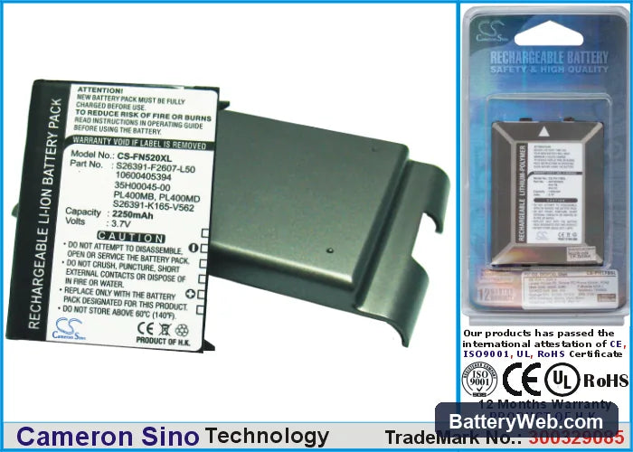 Fujitsu Loox N560 Replacement Battery, 3.7V, 2250mAh, Li-ion 1