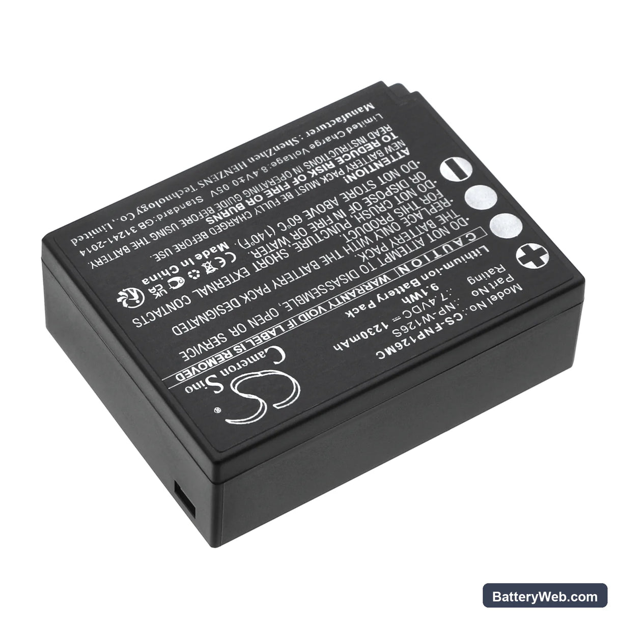 Fujifilm FinePix HS30EXR Replacement Battery, 7.4V, 1230mAh, Li-ion 2