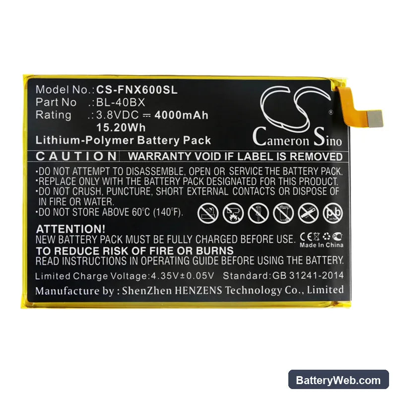 Infinix Note 2 Replacement Battery, 3.8V, 4000mAh, Li-Polymer 3