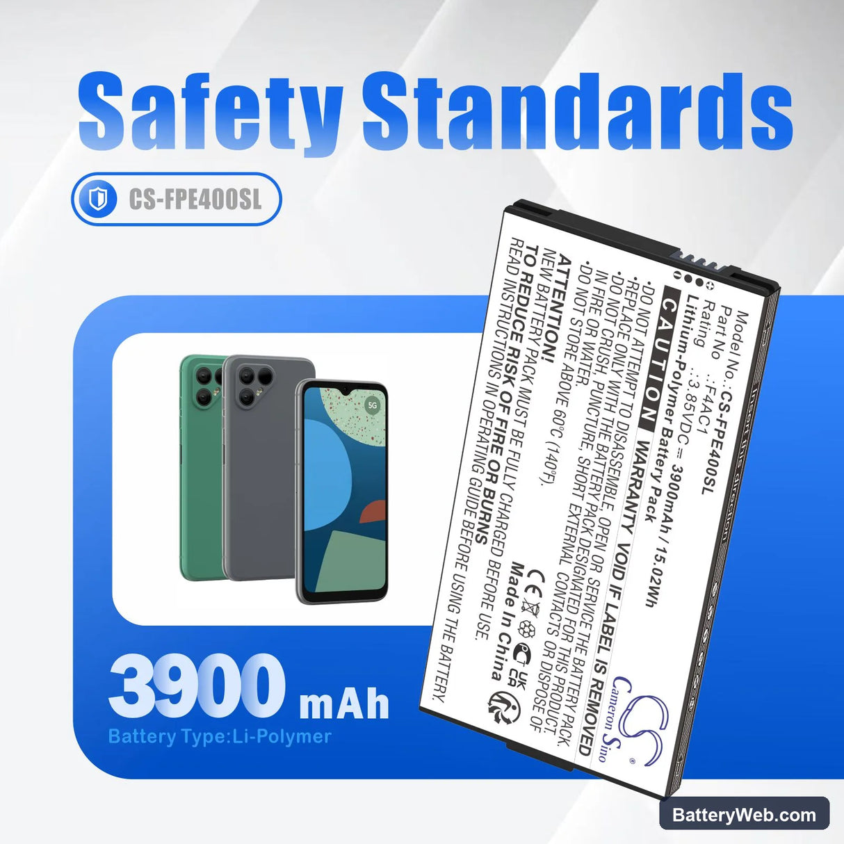 Fairphone Fairphone 4 Replacement Battery, 3.85V, 3900mAh, Li-Polymer 7