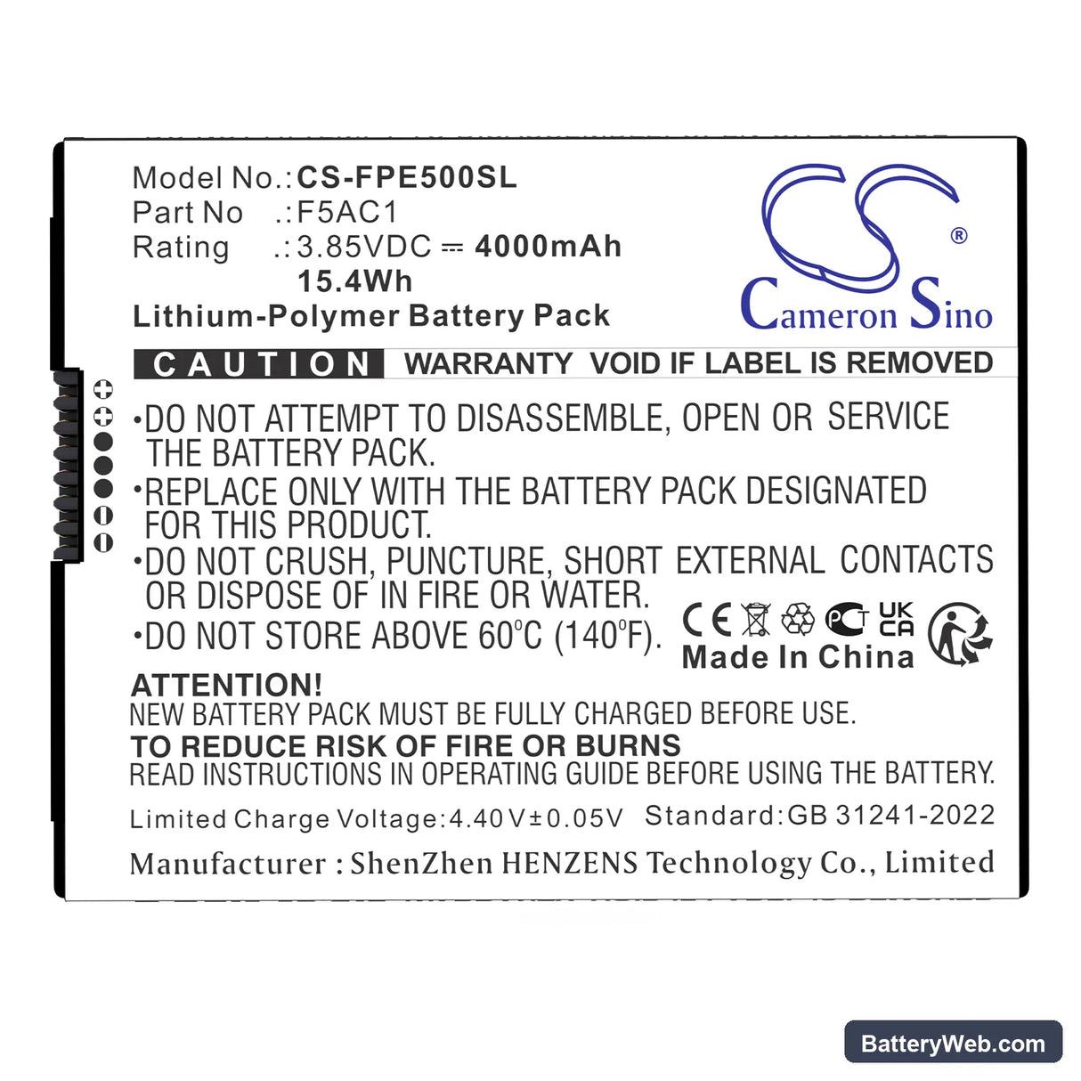 Fairphone Fairphone 5 Replacement Battery, 3.85V, 4000mAh, Li-Polymer 5