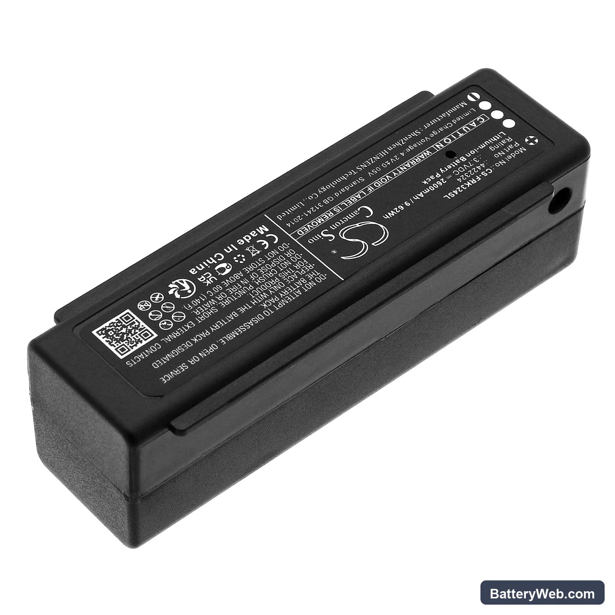 Fluke Raytek Raynger 3i Plus Replacement Battery, 3.7V, 2600mAh, Li-ion 2