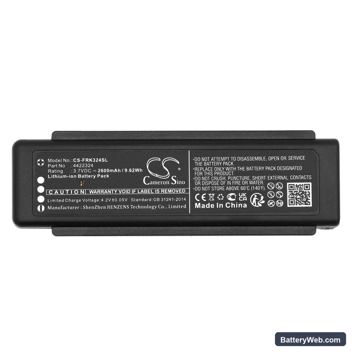 Fluke Raytek Raynger 3i Plus Replacement Battery, 3.7V, 2600mAh, Li-ion 5