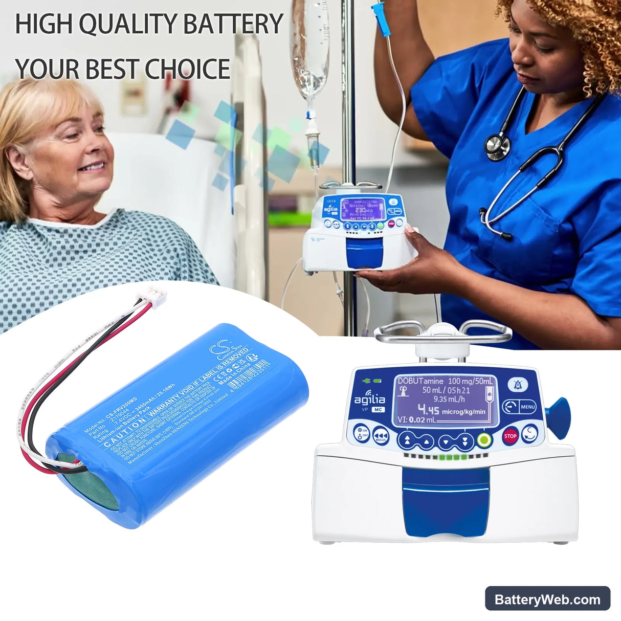 Fresenius infusion pump Volumat Agilia VP Version V2 Replacement Battery, 7.4V, 3400mAh, Li-ion 6
