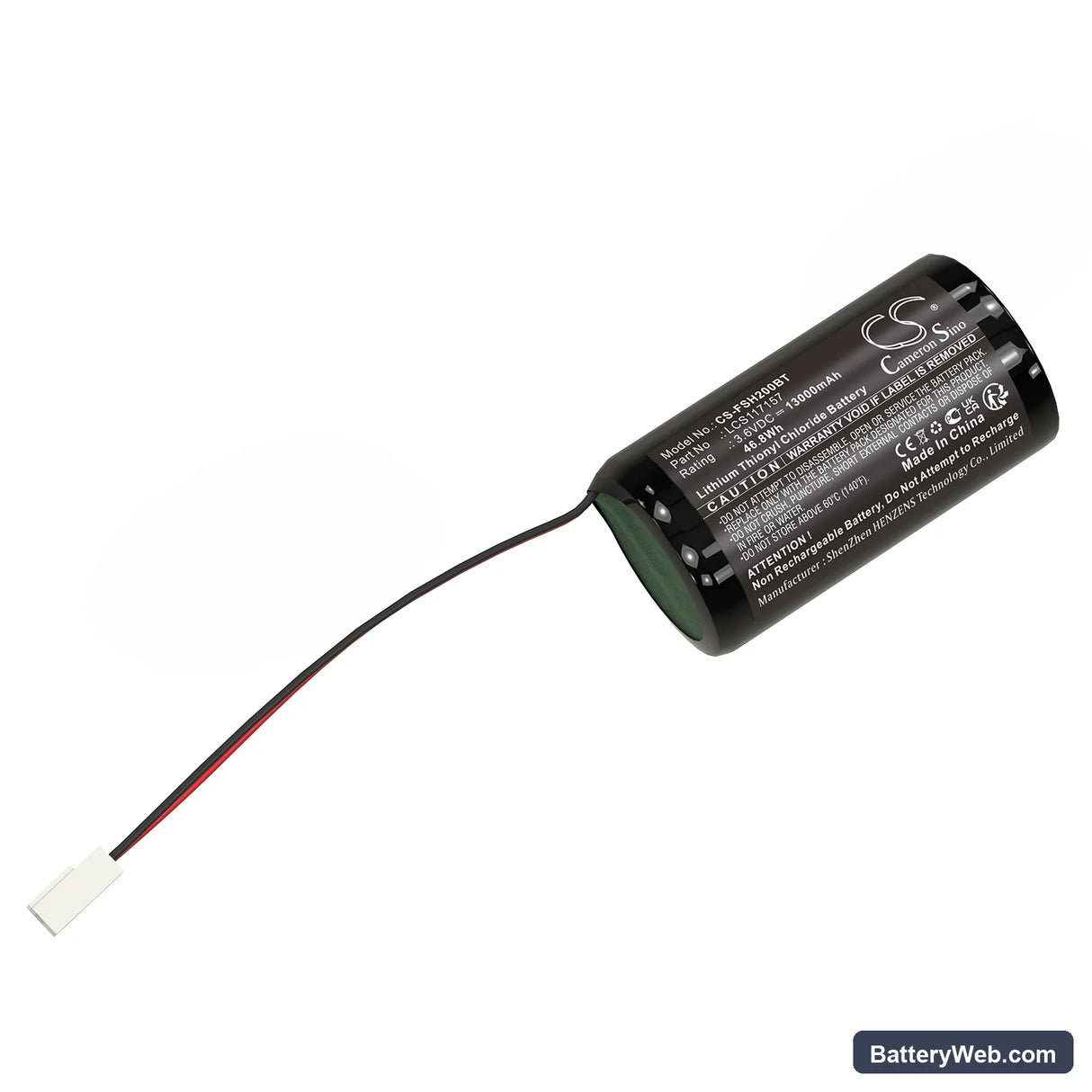 FICHET LSH20 Replacement Battery, 3.6V, 13000mAh, Li-SOCl2 1